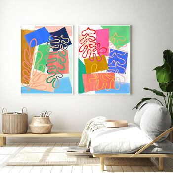 Colourful Abstract Cut Out Shapes Print Set Of Three, 7 of 12