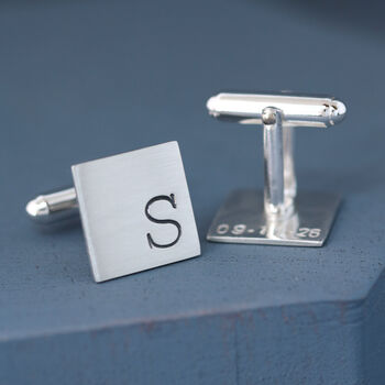 Sterling Silver Initial Cufflinks. Personalised Graduation Cufflinks, 5 of 12