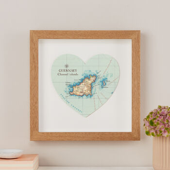 Personalised Location Guernsey Map Heart Print, 4 of 4