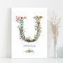 Floral Initial Letter Personalised Name Print, thumbnail 7 of 7