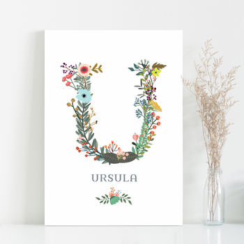 Floral Initial Letter Personalised Name Print, 7 of 7