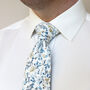 New Wedding 100% Cotton Floral Print Tie In Blue, thumbnail 4 of 9