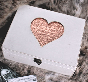 Personalised Heart Wedding Keepsake Box, 7 of 9