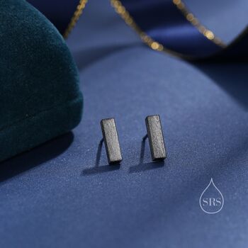 Sterling Silver Chunky Geometric Bar Stud Earrings, 4 of 11