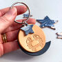 Personalised Cancer Star Sign Leather Keyring, thumbnail 4 of 7