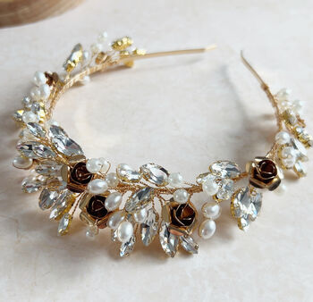 Crystal And Rose Bridal Crown, 2 of 5