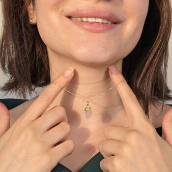 Raw Rose Quartz October Birthstone Crystal Necklace, 4 of 4