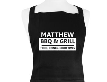 Personalised BBQ And Grill Black Apron, 3 of 3