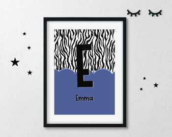 Kids Personalised Initial Zebra Print, 3 of 5