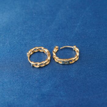Gold Chain Hoops, Small Minimalistic Hoops, 6 of 7