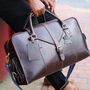 'Oxley' Men's Leather Weekend Holdall Bag In Chestnut, thumbnail 4 of 12
