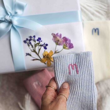 Women's Personalised Initial Wool Bed Sock Gift Set, 2 of 6