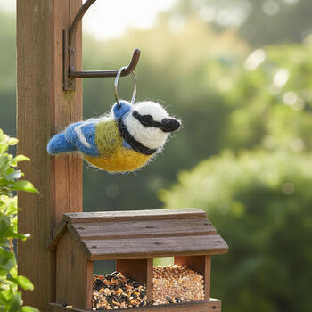 Handmade Felt Fairtrade Blue Tit Keyring, 6 of 6