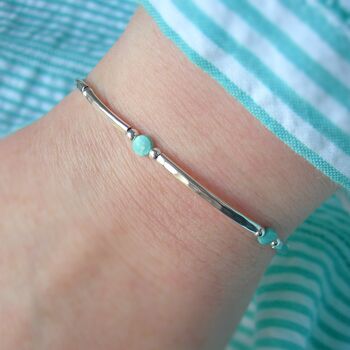 Turquoise Hammered Silver Bracelet, 4 of 5