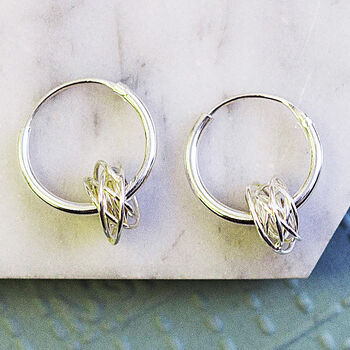 Nest Gold Plated Sterling Silver Huggie Hoop Earrings, 3 of 5