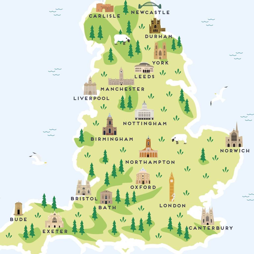 Map Of England Print By Pepper Pot Studios ...