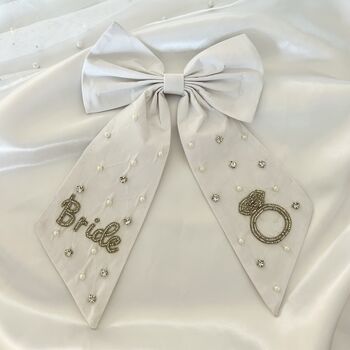 Bridal Hair Bow Hen Party Gift With Hand Embellishment, 3 of 3