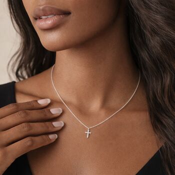 Personalised Tiny Sterling Silver Cross Pendant Necklace, 3 of 7