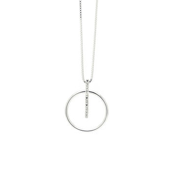 Silver Circle Bar Geometric Necklace, 2 of 9