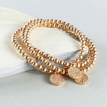 18ct Rose Gold Plated Pave Charm Bracelet, 4 of 4
