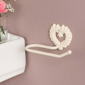 Ivory Iron Heart Wall Mounted Toilet Roll Holder, 3 of 5