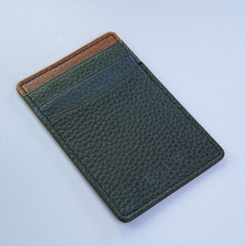 Personalised Stick On Premium Leather Card Holder Christmas Gift For Him, 2 of 5