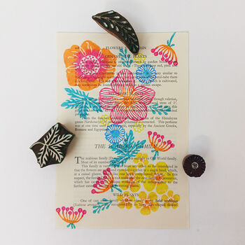 Floribunda Wood Block Print Vintage Book Page, 8 of 9
