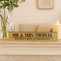 Personalised Oak Mr Mrs Wedding Sign With Names And Date, thumbnail 1 of 4