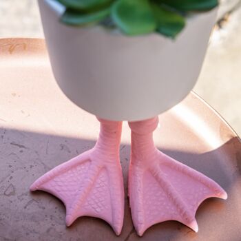 Ceramic Flamingo Feet Planter, 3 of 5