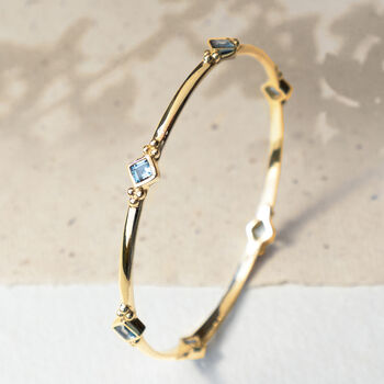 Divinity Princess Blue Topaz Bangle Silver/Gold Plated, 7 of 11
