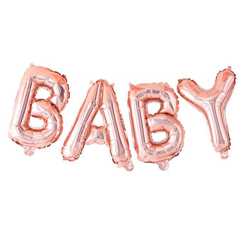 Rose Gold Baby Balloon Baby Shower Bunting, 2 of 3