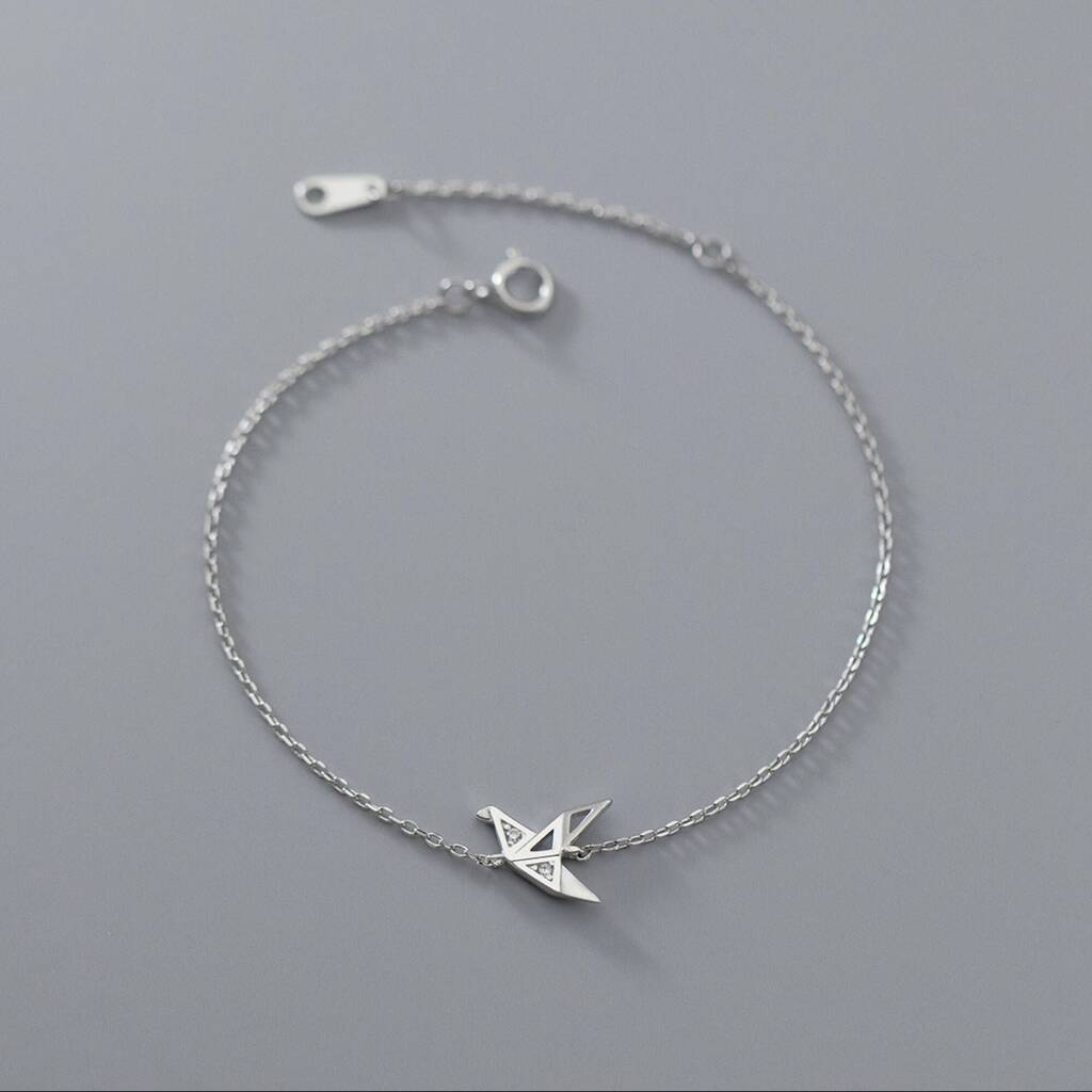 Sterling Silver Origami Bird Bracelet, 1 of 6