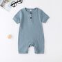 Short Sleeve Ribbed Cotton Baby Romper, thumbnail 4 of 7