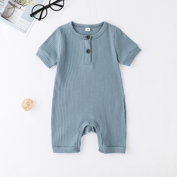 Short Sleeve Ribbed Cotton Baby Romper, 4 of 7