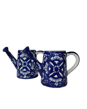 Bold Blue Pottery Ceramic Watering Can/Vase, 10 of 12