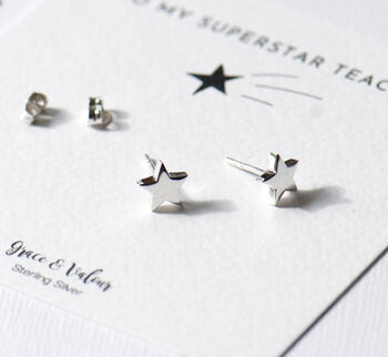 Teacher Gift Sterling Silver Star Stud Earrings, 4 of 9