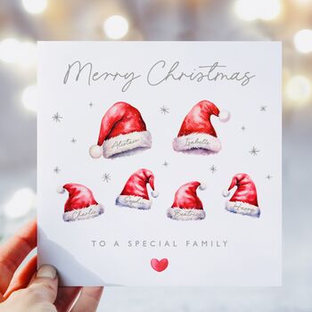 Personalised Santa Hats Couple Christmas Card *Up To Six Santa Hats, 5 of 6