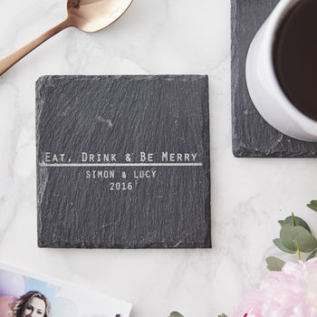 Eat, Drink And Be Personalised Wedding Coaster, 4 of 4