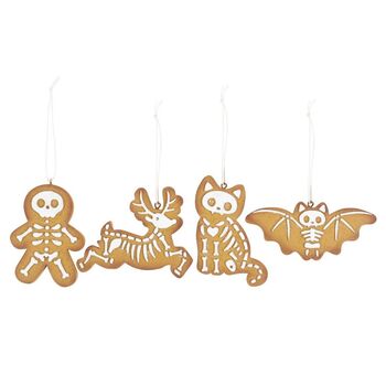 Set Of Four Creepy Skeleton Cookie Ornaments, 2 of 4