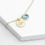 Personalised Gold Birthstone Crystal And Disc Necklace, thumbnail 4 of 12