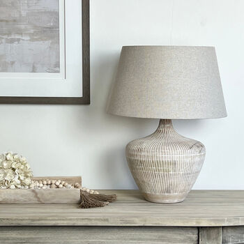 Kapuni White Wash Textured Wood Table Lamp, 2 of 8