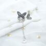 Silver Plated Long Butterfly Ear Cuffs Drop Chain, thumbnail 2 of 3