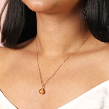 Stainless Steel Wide Teardrop Necklace In Gold, 3 of 4