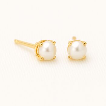 9ct Gold June Pearl Birthstone Stud Earrings, 3 of 4