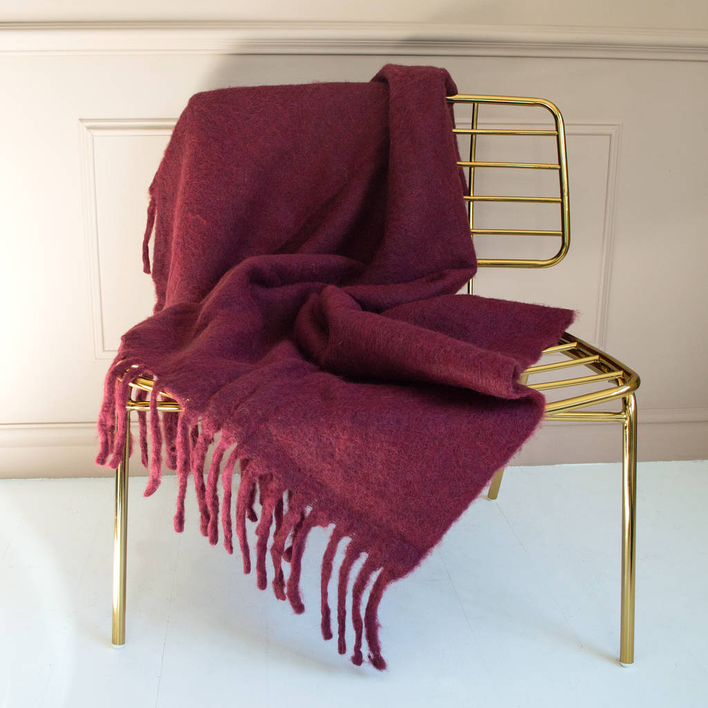 faux mohair throw wine by audenza | notonthehighstreet.com