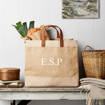 Personalised Monogram Market Tote Natural Jute, 2 of 2