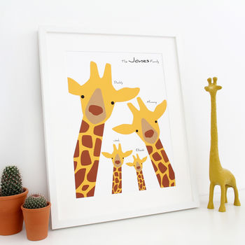 Personalised Giraffe Family Selfie Portrait Print, 3 of 7