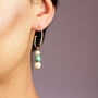 Pearl And Turquoise Bead Stacked Oval Hoop Earrings, thumbnail 2 of 7