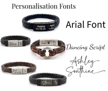 Personalised Mixed Black Leathers Memorial Bracelet With 'Circle Of Life' Urn For Ashes, 11 of 12