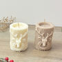 Beige Stag Christmas Pillar Candle Christmas Reindeer Decor, thumbnail 10 of 10
